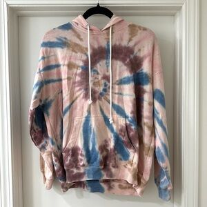 Ultra Flirt Pink & Blue Tie Dye Hoodie Sweatshirt, Size S